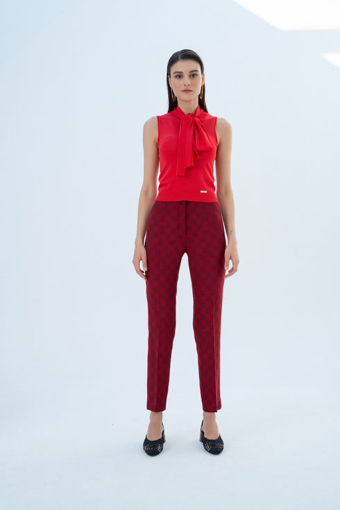 CHECKERED FABRIC CIGARETTE TROUSERS - Barrus London